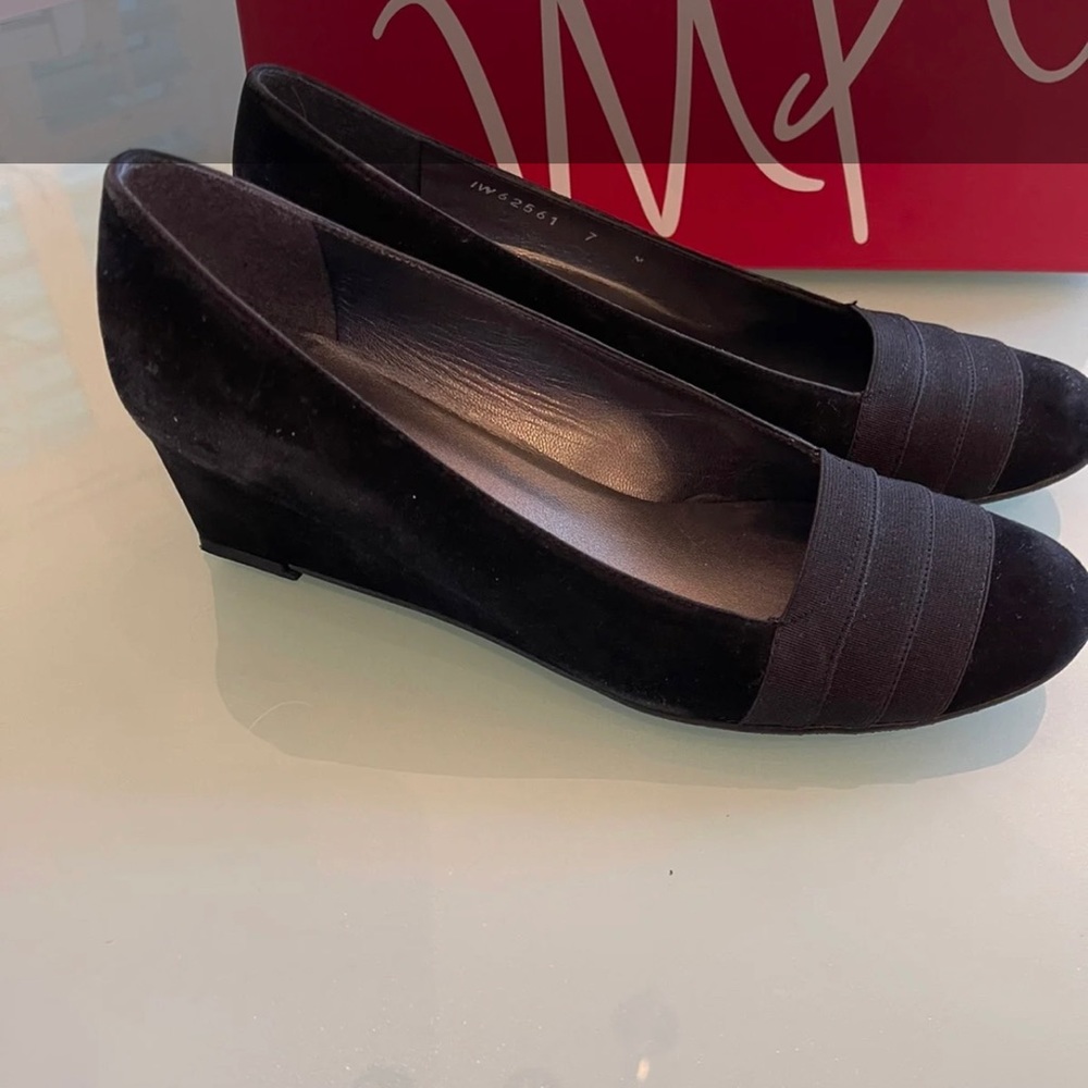 Stuart Weitzman black suede pumps